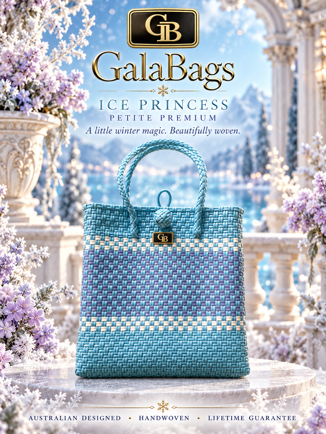 Ice Princess Petite Premium GalaBag styled cover with GB logo and badge