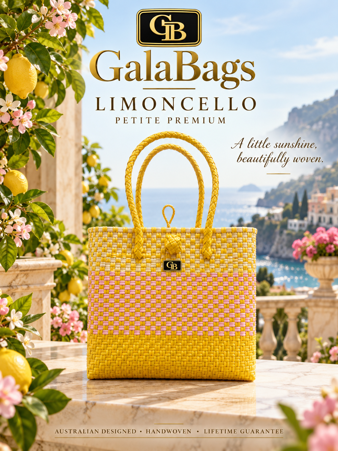 Limoncello Petite Premium GalaBag styled cover with GB logo and rectangular badge