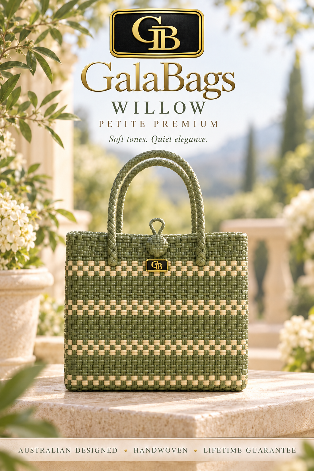Willow Petite Premium GalaBag styled cover with GB logo and badge