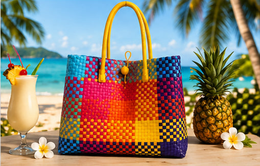 Piña Colada Gala Bag – A refreshing mix of cool blues, sunny yellows, and tropical tones, delivering a relaxed yet stylish feel. Effortless, classic, and endlessly versatile.