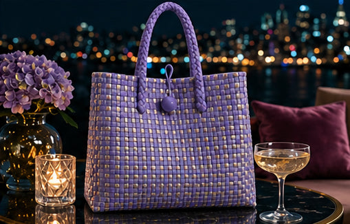 Stardust Gala Bag – Cool shades of lavender and twilight blue shimmer with understated glamour, inspired by the quiet magic of a starlit sky.